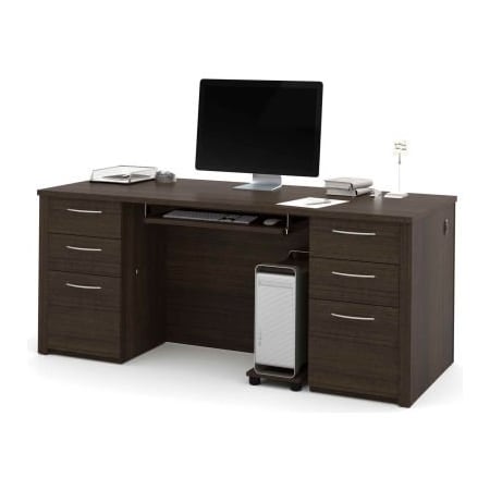 Bestar Bestar 71" Executive Desk Kit - 71" - Dark Chocolate - Embassy Series 60890-79